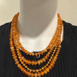 Multi-Strand Orange/Amber Tone Beaded Necklace